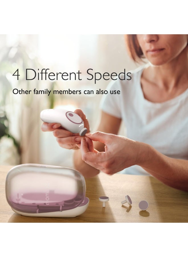 Momcozy Baby Nail File Electric Rechargeable Baby Nail Clippers Gentle Nail Trimmer for Baby with Night Light 7 Grinding Head Replacement Pads - Image 3