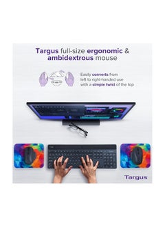 Targus Targus ErgoFlip EcoSmart Sustainable Ambidextrous Full-Size Mouse - Gaming-Level Mouse Compatible with Chrome OS, Windows, and macOS (AMB586GL)  - Image 2