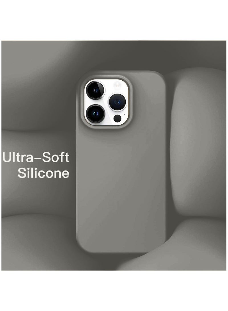 Techie Soft Smooth Silicone Back Cover Case with Built-in Magnetic, inner side Microfiber Lining for Apple iPhone 15 Pro Max  – Grey - Image 2