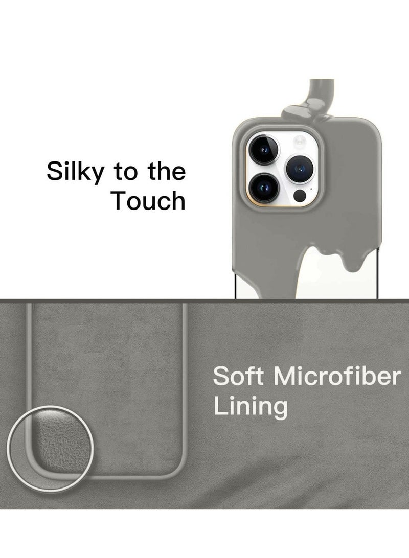 Techie Soft Smooth Silicone Back Cover Case with Built-in Magnetic, inner side Microfiber Lining for Apple iPhone 15 Pro Max  – Grey - Image 3