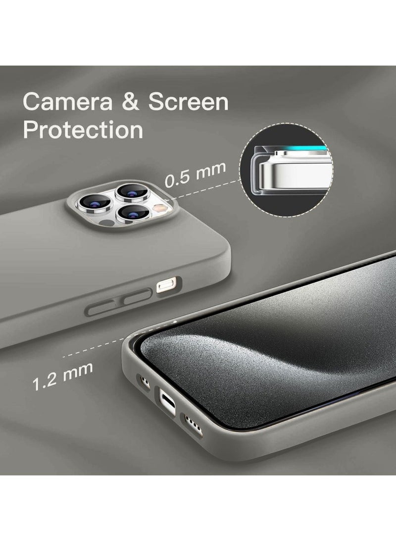 Techie Soft Smooth Silicone Back Cover Case with Built-in Magnetic, inner side Microfiber Lining for Apple iPhone 15 Pro Max  – Grey - Image 5