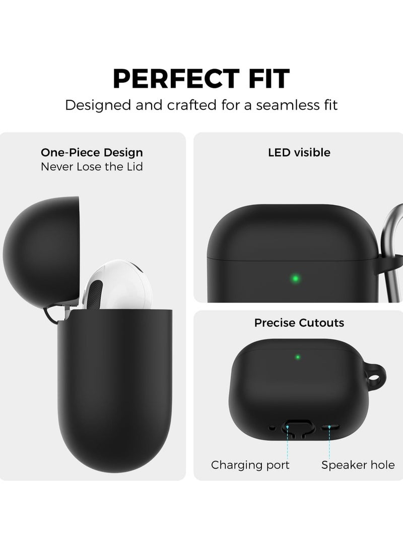 Silicone Case For AirPods 4 (2024), Anti-Shock, Anti-Drop, Anti-Dust, Visible LED Light, Protective Cover with Keychain, Compatible With AirPods 4th Generation 2024 (Black)  - Image 5
