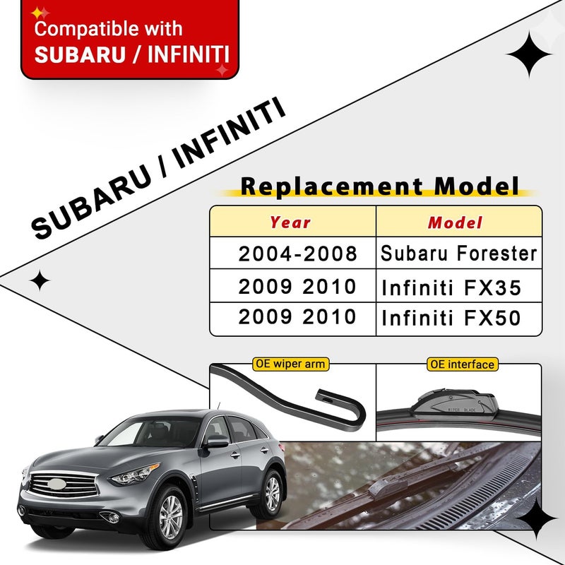 RAINTOK Windshield Wiper Blades Set for Subaru and Infiniti - Image 2