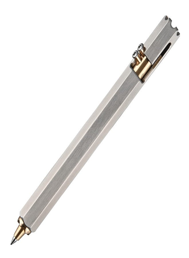 SMOOTHERPRO Superior Bolt Action Pen Six Edge Stainless Steel Barrel Brass Tips Compatible with Parker Refill for Tremor Parkinson Arthritic Hands Office EDC Pocket Signature (SS387) - Image 1