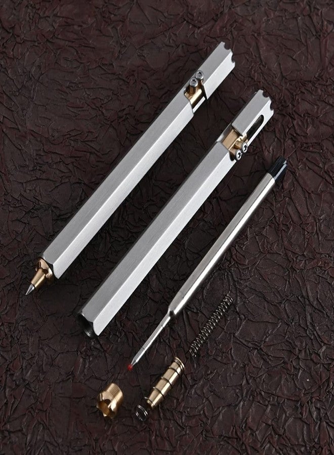 SMOOTHERPRO Superior Bolt Action Pen Six Edge Stainless Steel Barrel Brass Tips Compatible with Parker Refill for Tremor Parkinson Arthritic Hands Office EDC Pocket Signature (SS387) - Image 2