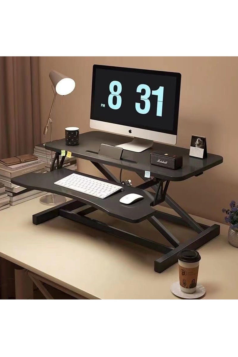 MONOGUE Desk Converter Standing Height Adjustable Sit Stand Table Riser with Keyboard Tray Gas Spring Lift Workstation - Image 1