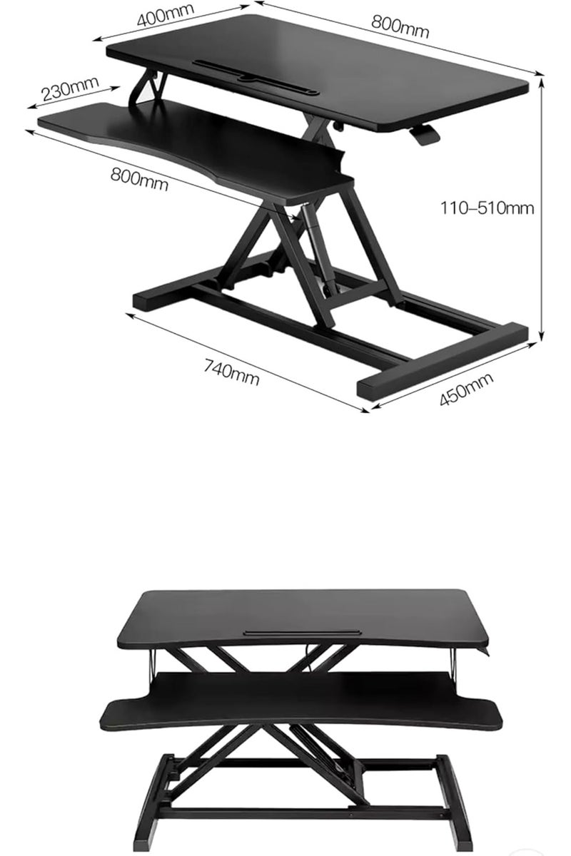 MONOGUE Desk Converter Standing Height Adjustable Sit Stand Table Riser with Keyboard Tray Gas Spring Lift Workstation - Image 2
