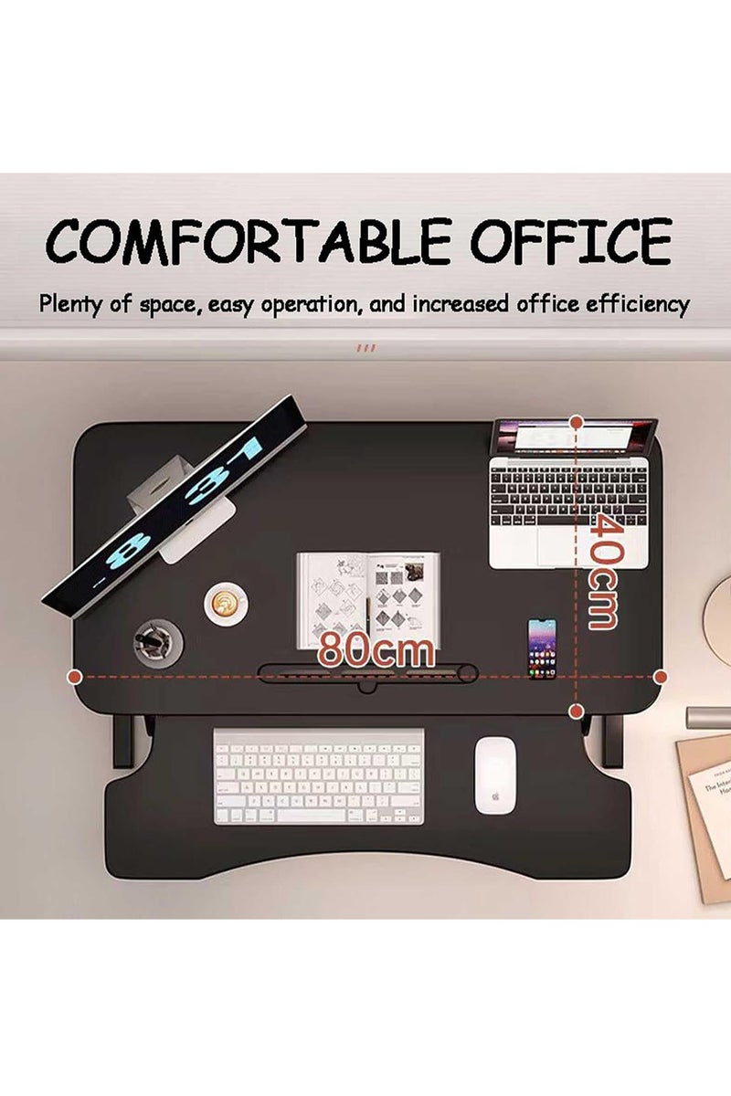 MONOGUE Desk Converter Standing Height Adjustable Sit Stand Table Riser with Keyboard Tray Gas Spring Lift Workstation - Image 4