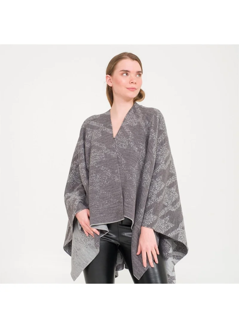 Miespiga Goose Feet Pattern Double Sided Knitwear Shawl Poncho