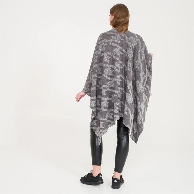 Miespiga Goose Feet Pattern Double Sided Knitwear Shawl Poncho