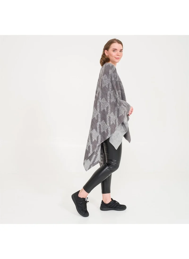 Miespiga Goose Feet Pattern Double Sided Knitwear Shawl Poncho