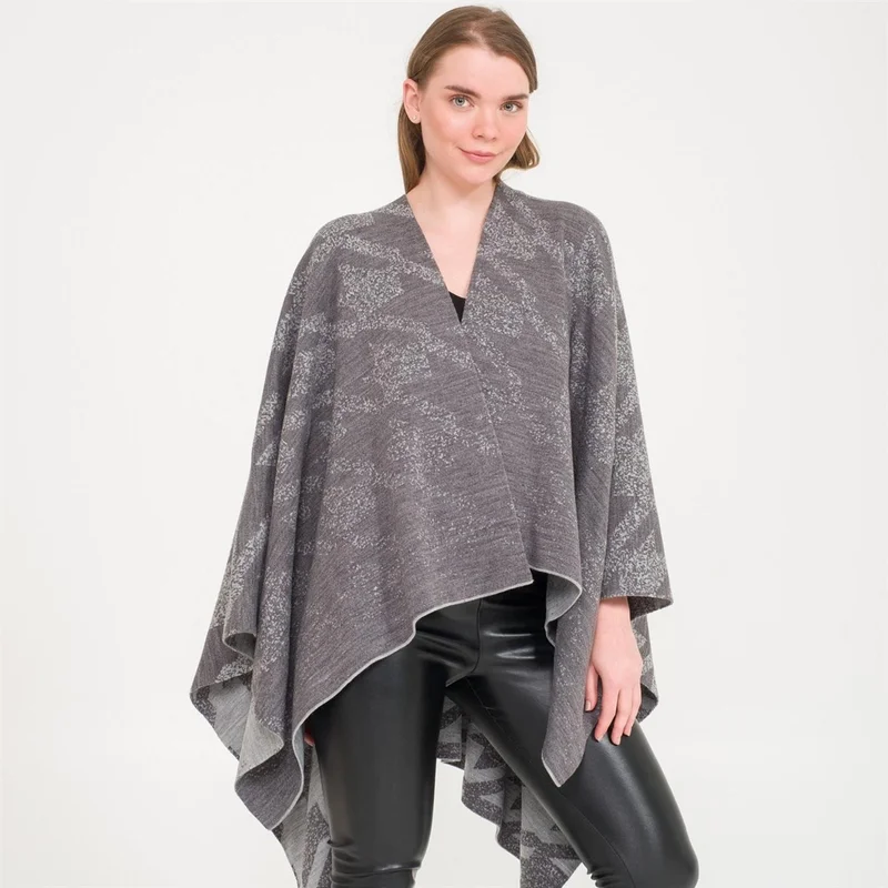 Miespiga Goose Feet Pattern Double Sided Knitwear Shawl Poncho