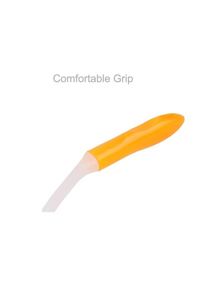 كلاسي تاتش فرشاة/فرشاة بلاستيكية بمقبض مانع للانزلاق لتنظيف الأطباق والمقالي والأواني وحوض المطبخ (أصفر وأبيض) - Image 2