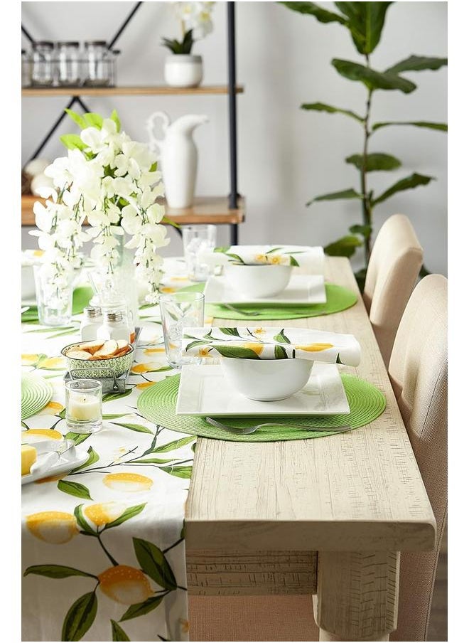 yongsheng Classic Woven Tabletop Collection, Indoor/Outdoor Placemat Set, Round, 15" Diameter, Lime, 6 Piece  - Image 5