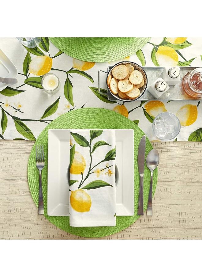 yongsheng Classic Woven Tabletop Collection, Indoor/Outdoor Placemat Set, Round, 15" Diameter, Lime, 6 Piece  - Image 4