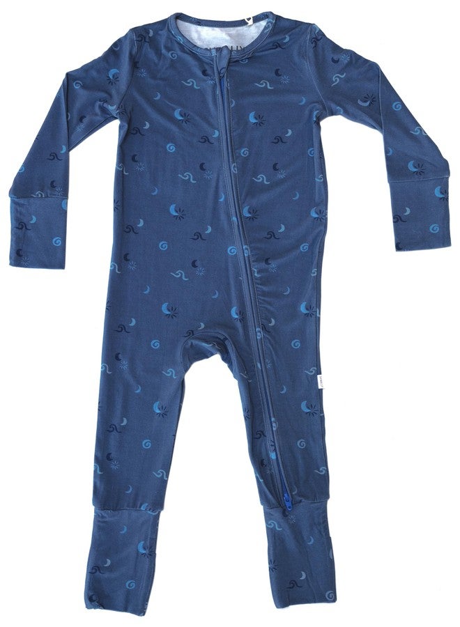 Shwally Organic Baby Bamboo Rompers with 17 Signature Prints - Infant Zipper Jumpsuits (Starry Night, 0-3 Months) - Image 1