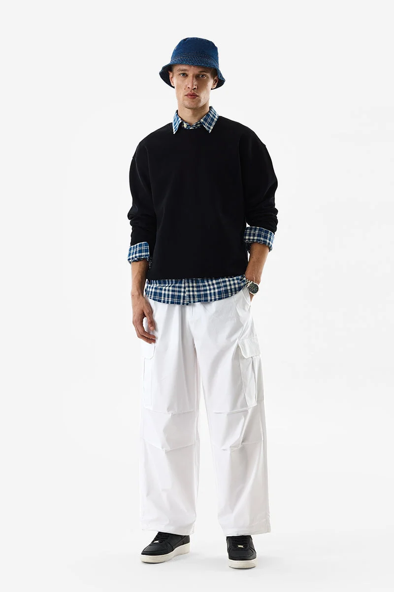 سنيتش White Solid Relaxed Streetwear Cargo