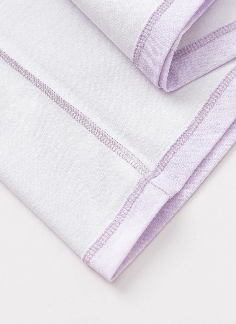 Balabala Purple/White Kids Girls Round v-neck short-sleeved T-shirt for Women | Best Price UAE