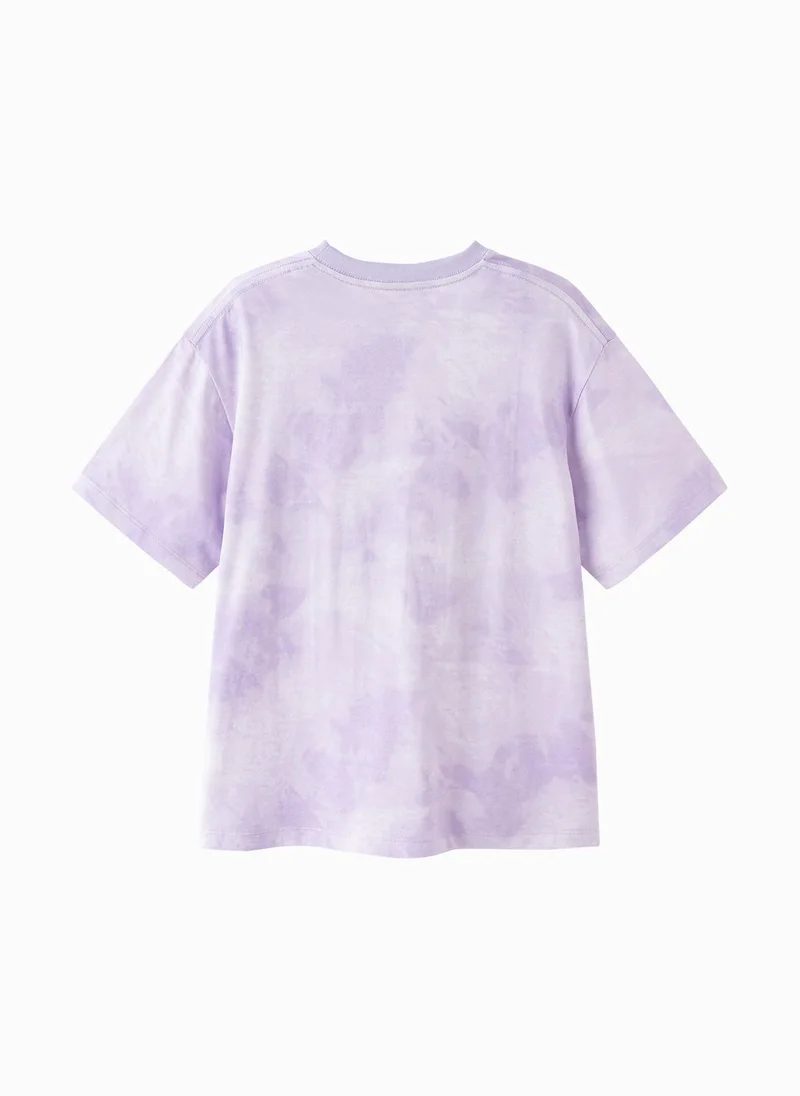 Balabala Purple/White Kids Girls Round v-neck short-sleeved T-shirt for Women | Best Price UAE