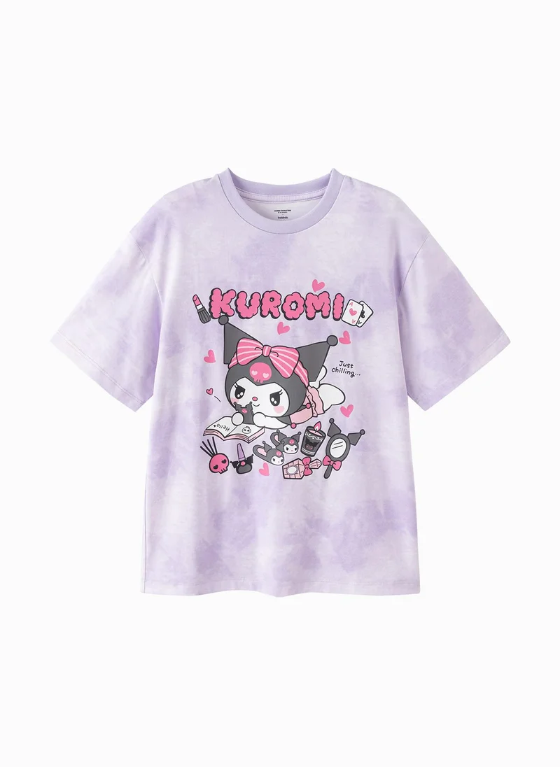 Kids Girls Round v-neck short-sleeved T-shirt