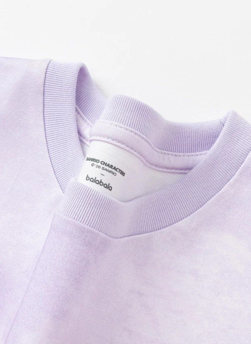 Balabala Purple/White Kids Girls Round v-neck short-sleeved T-shirt for Women | Best Price UAE