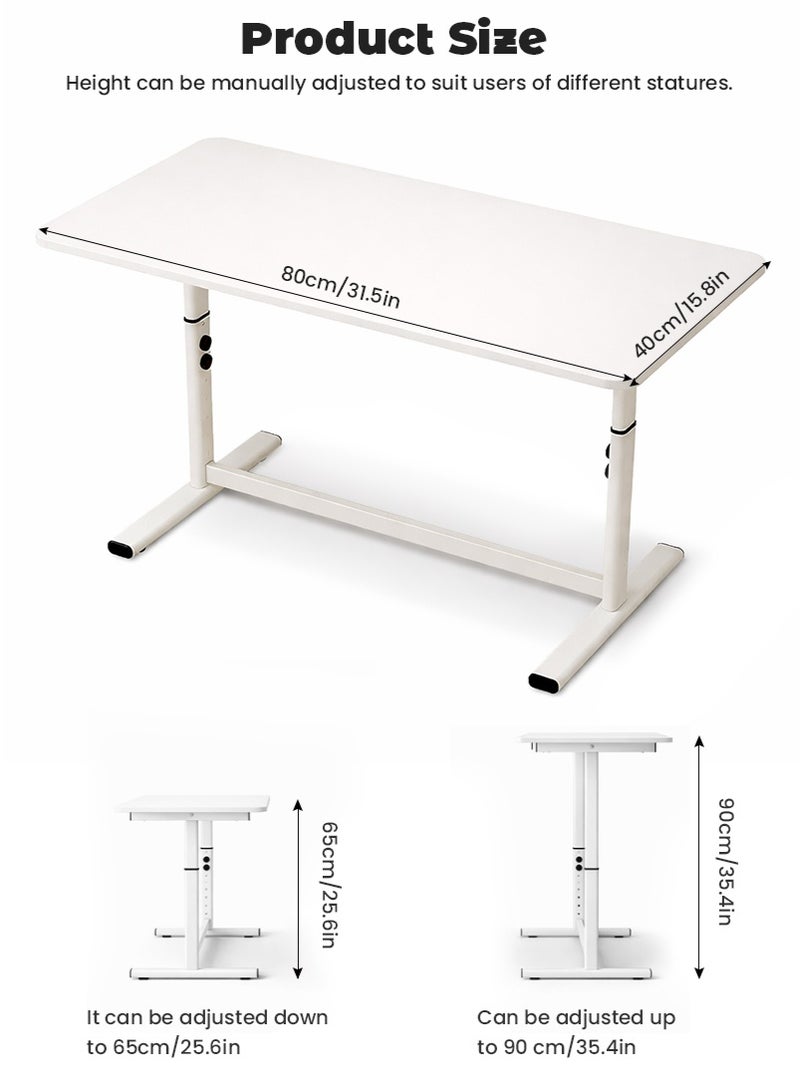 VUCATIN 80x40cm Manual Height Adjustable Desk – 65-90cm Adjustable Range, Sturdy Study & Office Table for Adults & Kids, Multi-Purpose Small Space Desk for Bedroom, Living Room, Study – Ideal for Learning, Working, Dining & Home Use - Image 4
