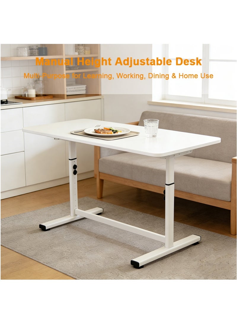 VUCATIN 80x40cm Manual Height Adjustable Desk – 65-90cm Adjustable Range, Sturdy Study & Office Table for Adults & Kids, Multi-Purpose Small Space Desk for Bedroom, Living Room, Study – Ideal for Learning, Working, Dining & Home Use - Image 2