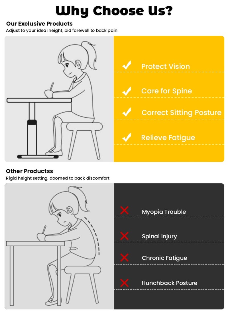 VUCATIN 80x40cm Manual Height Adjustable Desk – 65-90cm Adjustable Range, Sturdy Study & Office Table for Adults & Kids, Multi-Purpose Small Space Desk for Bedroom, Living Room, Study – Ideal for Learning, Working, Dining & Home Use - Image 5