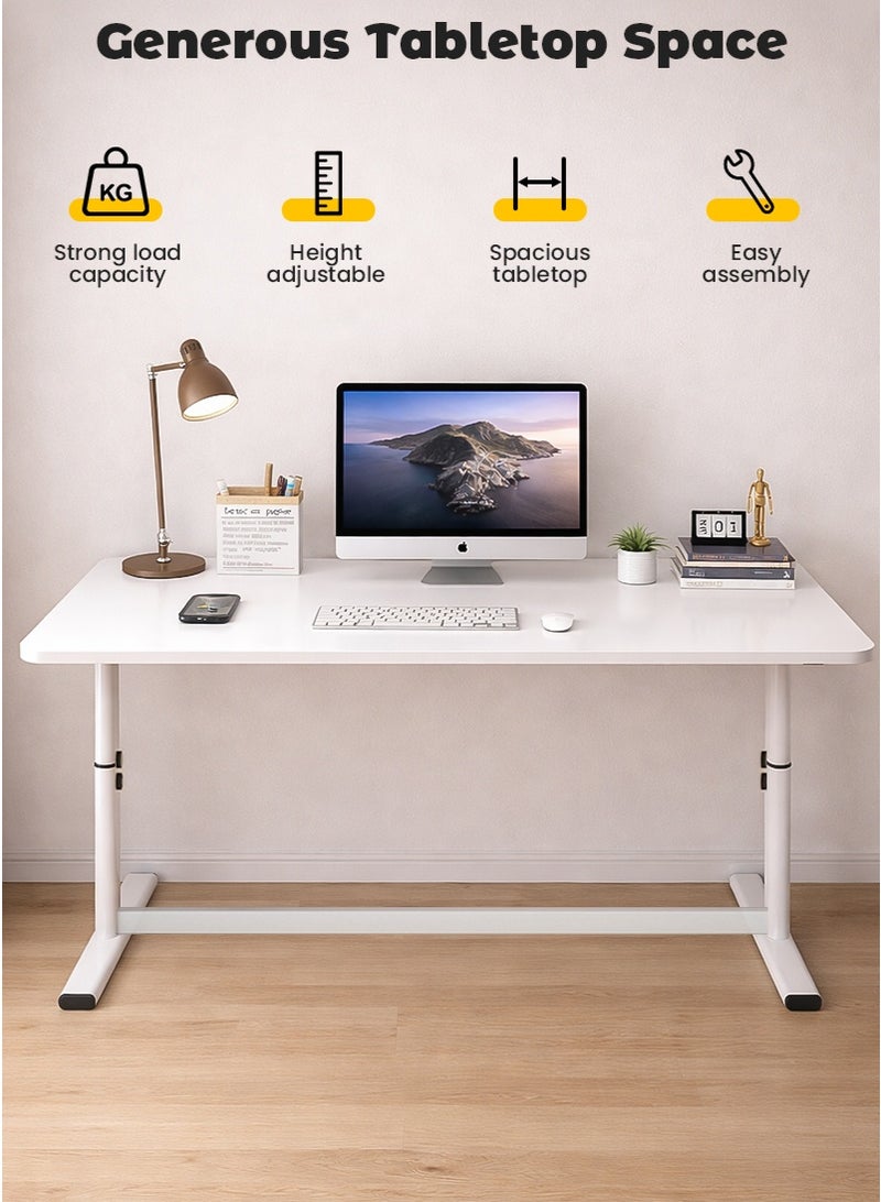 VUCATIN 80x40cm Manual Height Adjustable Desk – 65-90cm Adjustable Range, Sturdy Study & Office Table for Adults & Kids, Multi-Purpose Small Space Desk for Bedroom, Living Room, Study – Ideal for Learning, Working, Dining & Home Use - Image 3