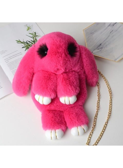 Women's plush cartoon bunny shoulder bag with faux fur, bunny design crossbody bag