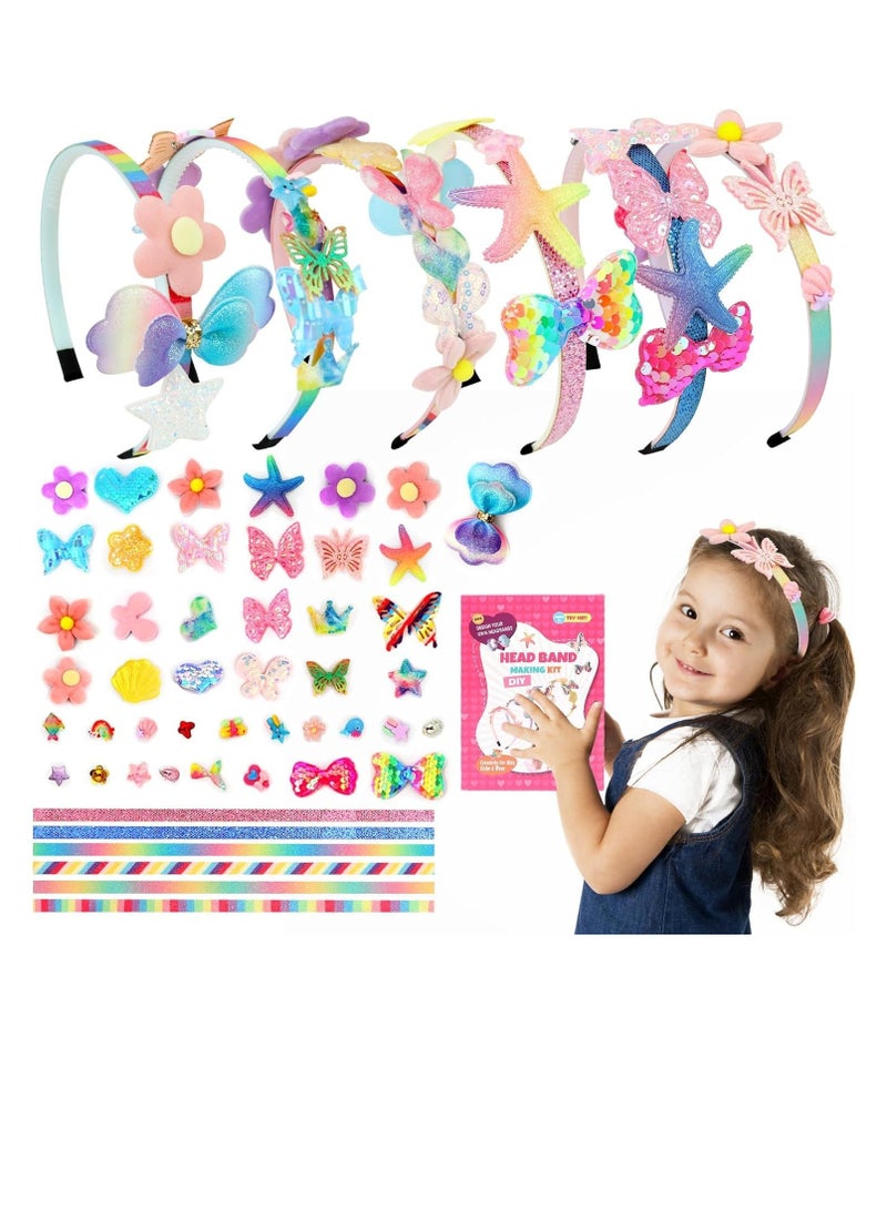 general 43 Pcs DIY Headband Making Craft Kits, DIY Hair Accessories Set Toy, Include Ribbon Bows Rhinestones (Colorful) - Image 1