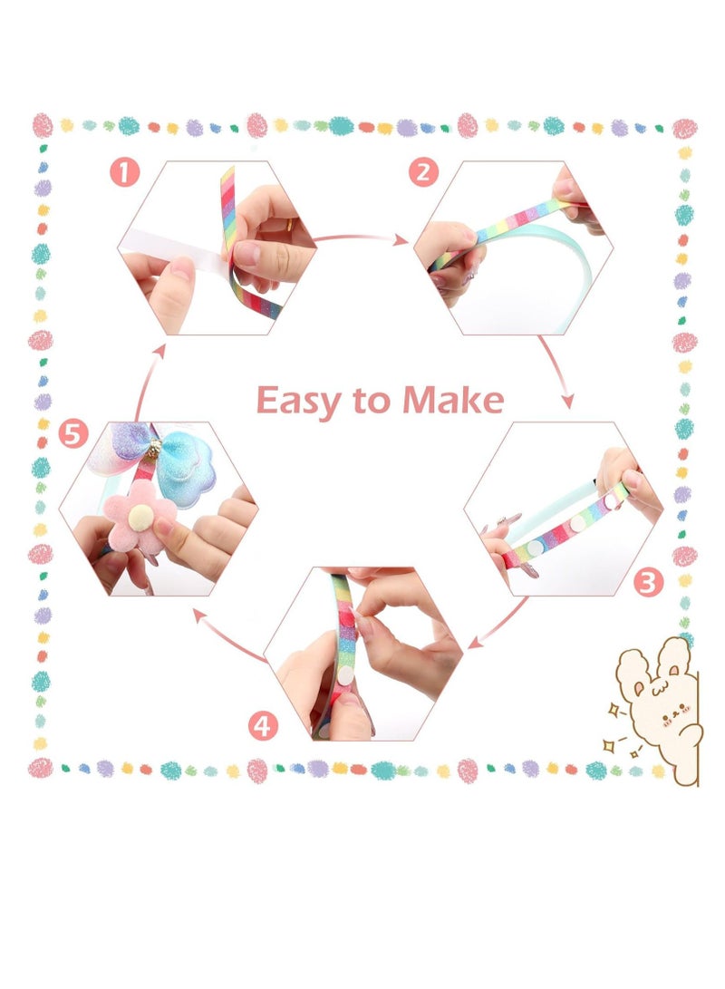 general 43 Pcs DIY Headband Making Craft Kits, DIY Hair Accessories Set Toy, Include Ribbon Bows Rhinestones (Colorful) - Image 3