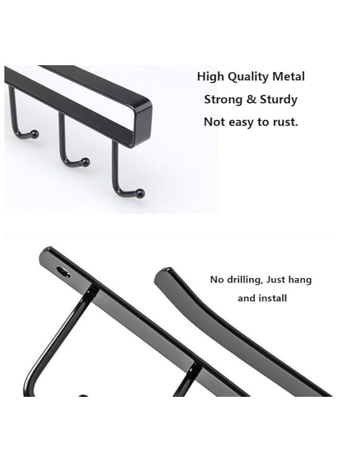 ECVV (4 Pack) Storage Mug Hooks Rack Under Cabinet, 6 Hooks Cup Holder Hanger, Ties Belts Scarf Hanging Hook Rack, Mug Hook Hanger Under Shelf Without Drilling Kitchen Utensil Hanger | BLACK |  - Image 5