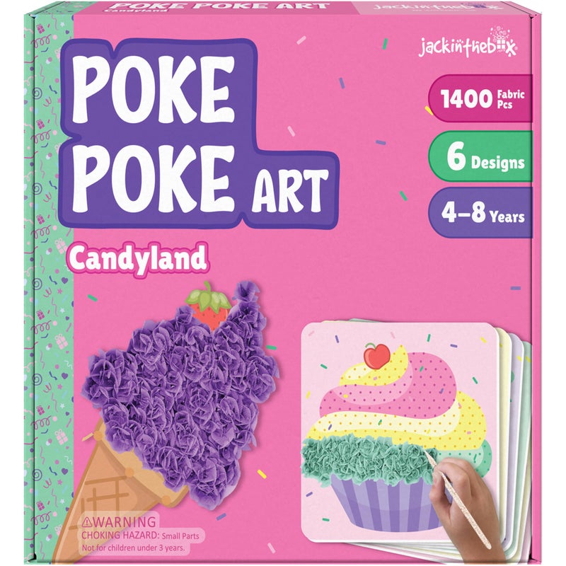 jackinthebox Poke Poke Art for Kids - Candyland Theme, Mess-Free Fabric Art and Craft, Flower Pressing Kits, Gift for Kids, DIY Activity Boy Gift, Easter Gifts for Girls and Boys Ages 4 5 6 7 8 - Image 1