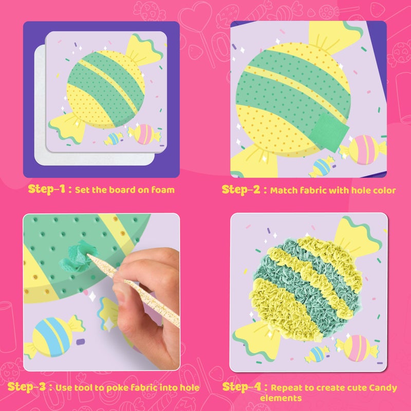 jackinthebox Poke Poke Art for Kids - Candyland Theme, Mess-Free Fabric Art and Craft, Flower Pressing Kits, Gift for Kids, DIY Activity Boy Gift, Easter Gifts for Girls and Boys Ages 4 5 6 7 8 - Image 5