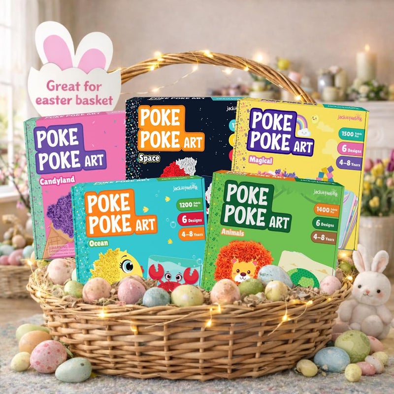 jackinthebox Poke Poke Art for Kids - Candyland Theme, Mess-Free Fabric Art and Craft, Flower Pressing Kits, Gift for Kids, DIY Activity Boy Gift, Easter Gifts for Girls and Boys Ages 4 5 6 7 8 - Image 3