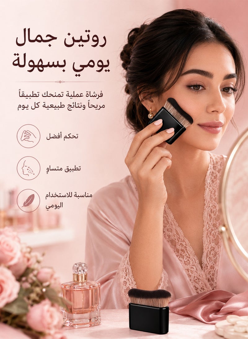 المديرية العامة للشئون الصحية والطبية فرشاة مكياج DGSENPI الفاخرة ذات السطح المسطح، شعيرات صناعية فائقة الكثافة لكريم الأساس السائل والكريمي بدون خطوط، مقبض غير لامع مريح - Image 4