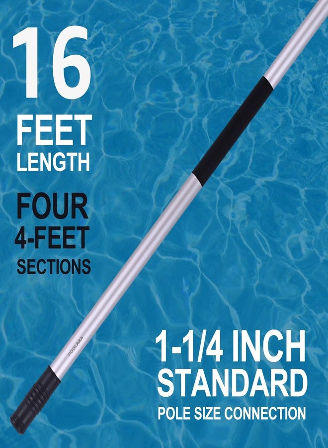 POOLAZA Pool Pole 16 Ft, Pool Pole Detachable with User-Friendly Double Grip, Anodized Heavy Duty Pool Poles for Cleaning, 4 Sections Super Sturdy Aluminum Pool Cleaning Pole - Image 2