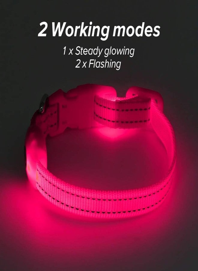 BSEEN Light Up Dog Collar - Reflective LED Dog Collar Rechargeable Glowing Pet Collar for Puppies & Cats, Safety Dog Lights for Night Walking (Pink) - Image 5