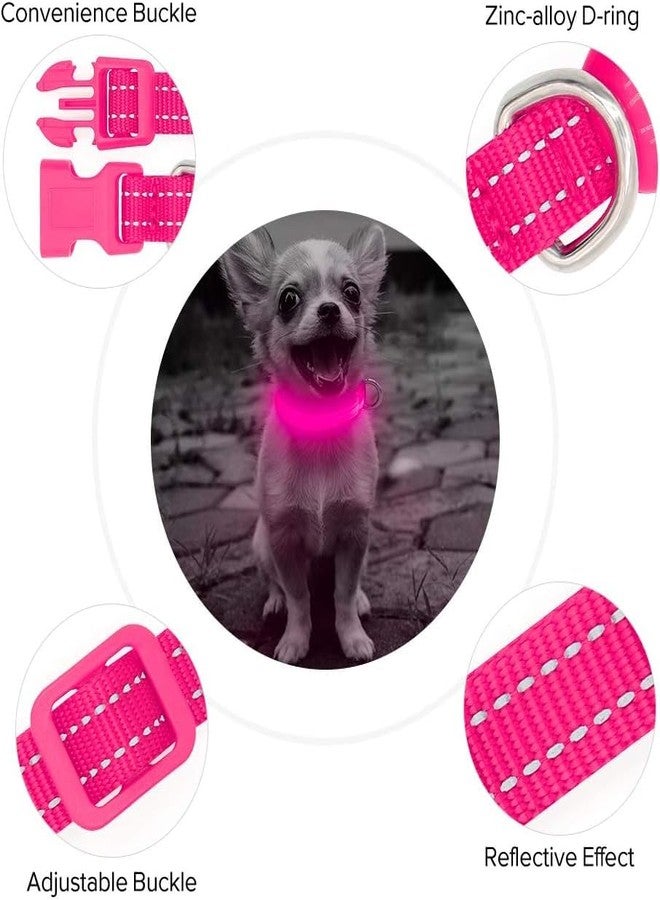 BSEEN Light Up Dog Collar - Reflective LED Dog Collar Rechargeable Glowing Pet Collar for Puppies & Cats, Safety Dog Lights for Night Walking (Pink) - Image 2