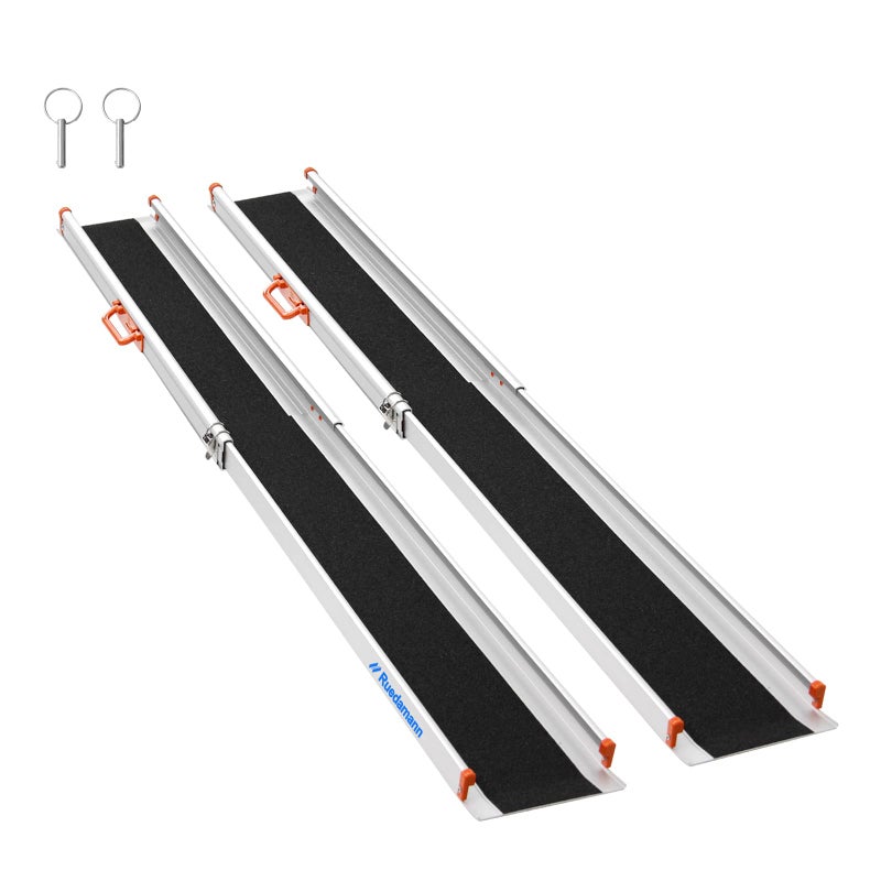 Ruedamann Ruedamann 8FT Adjustable Aluminum Wheelchair Ramp 83 W 600lbs CapacityPortable Telescoping NonSkid Surface Wheelchair Ramp for Home Stairs Steps