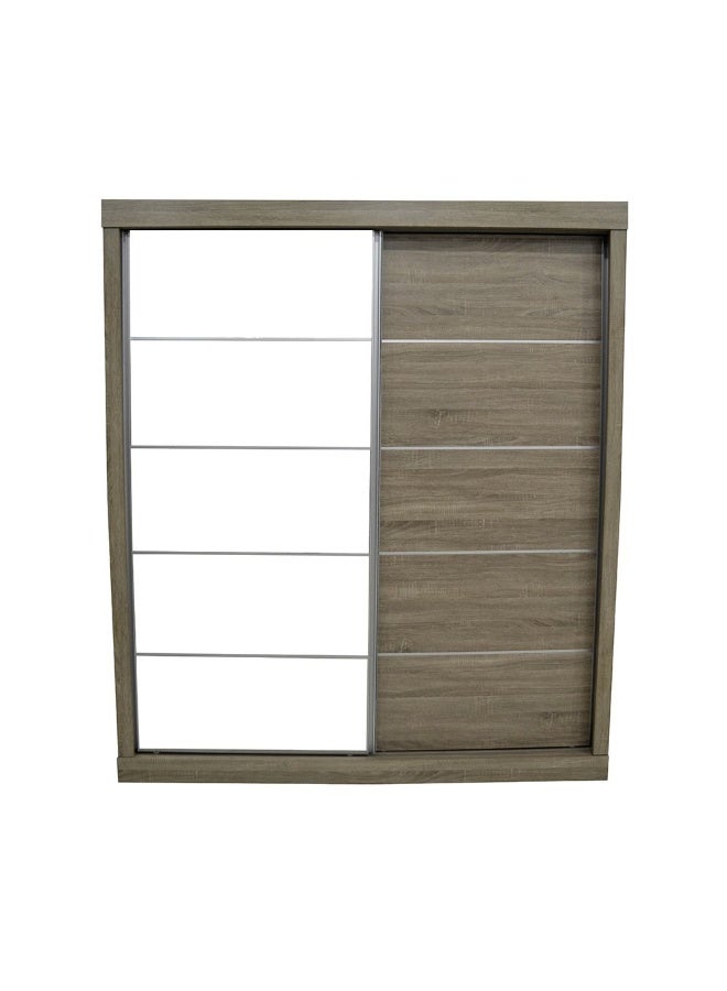 DANUBE HOME Supreme New 2Door Large Sliding Door Wardrobe With Mirrors | Sturdy Closet Clothes Storage Cupboard | Modern Design Space Saving Cabinet For Bedroom L182xW57.5xH210cm-French Sonoma Oak - Image 4