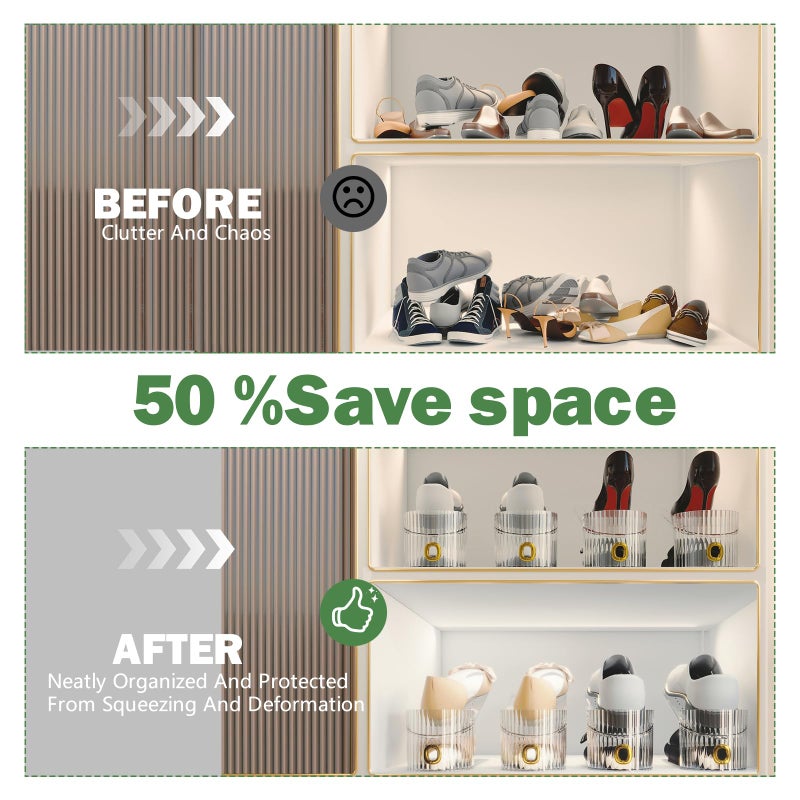 PureSprout Shoe Slot Organizer,Adjustable Shoe Stacker for a Pair of Shoes,Shoe Holder Space Saver,Double Deck Shoe Riser Shoe Rack,Shoe Organizer for Closet (Clear, 10 Pack) - Image 4