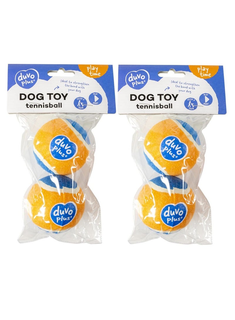 duvo Plus 4Pc Dog Fetch Toy Durable Tennis Ball Suitable For All Dogs Medium Multicolor 6cm - Image 1