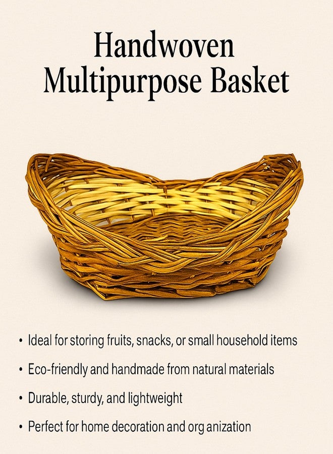 Devlink Handmade Bamboo & Cane Storage Baskets | Eco-Friendly Multipurpose Woven Organiser for Home & Kitchen | Decorative Natural Wicker Baskets in Multiple Designs (DESIGN 6) - Image 4