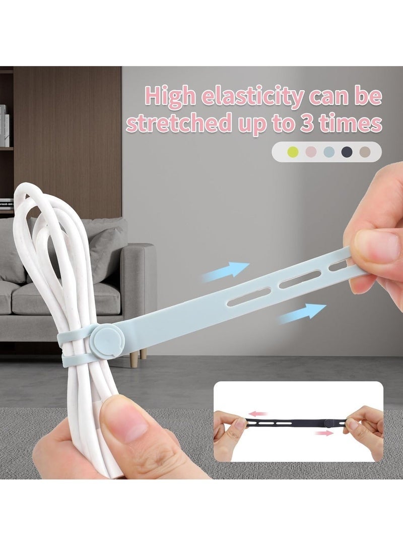 YelaJoy 25 Pcs Silicone Cable Ties, Reusable Cable Ties,Cable Organizer,Wire Management For Organizing Home, Office And Data Centers (5 colours） - Image 3