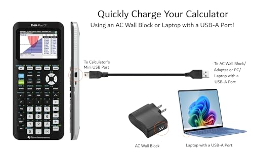 ienza USB Power and Data Cable for Texas Instruments Calculators, TI-84 Plus CE, TI-84 Plus C Silver Edition, TI 89 Titanium, TI Nspire CX/TI Nspire CX CAS Graphing Calculators - Image 3