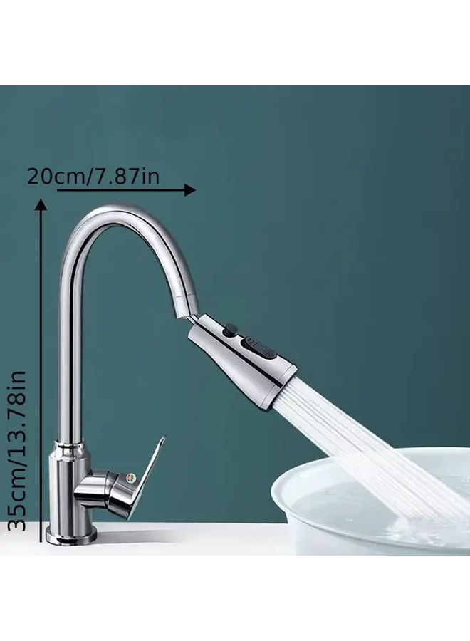 حنفية مطبخ فضية دوارة 360 درجة مع تحكم مزدوج في الماء الساخن والبارد وتصميم موفر للمياه - Image 3