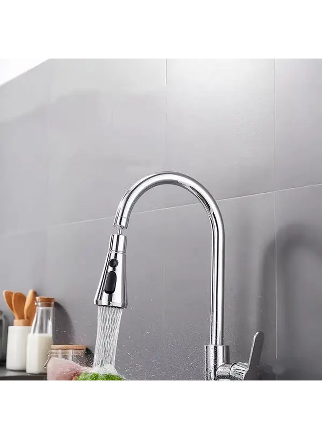 حنفية مطبخ فضية دوارة 360 درجة مع تحكم مزدوج في الماء الساخن والبارد وتصميم موفر للمياه - Image 4