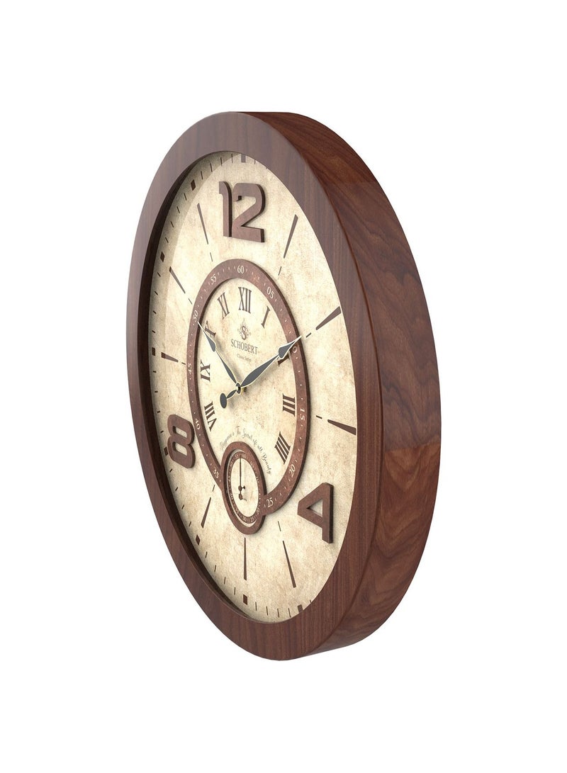 Schobert Wooden Wall Clock 60cm Italian Design Silent Silky Move Sub-Second Hand 3D Numerals - Image 2